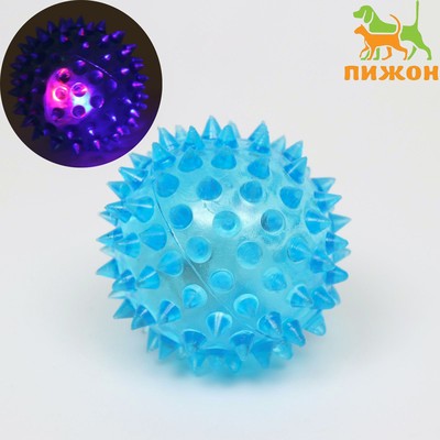 Мяч светящийся для собак средний, TPR, 5.5 см, голубой