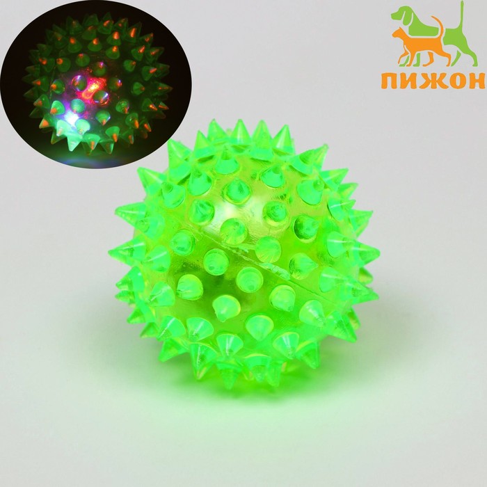 

Мяч светящийся для собак средний, TPR, 5,5 см, зелёный