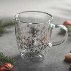 Кружка стеклянная с двойными стенками Magistro «Дуо. Морозный узор», 300 мл - Фото 2