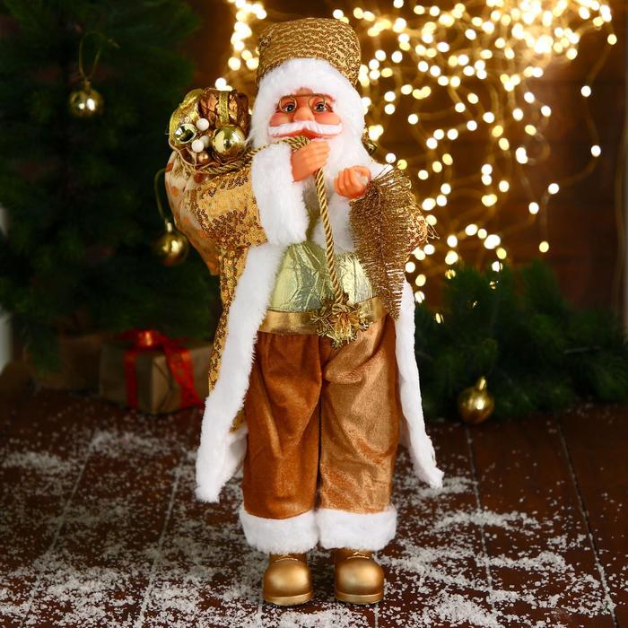 Дед Мороз &quot;В золотом костюме, с ёлочкой и подарками&quot; 23х45 см