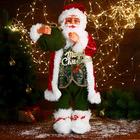 Дед Мороз "В зелёном костюме, с мешком подарков" 35х60 см - фото 811613