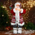 Дед Мороз "В красной шубке с орнаментом, с подарками" 60 см - фото 320015645
