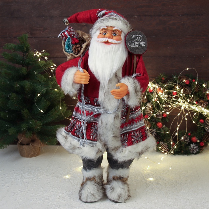 Дед Мороз под ёлку «Зимнее волшебство. Новогодняя игрушка в красной шубке с подарками», 60 см - Фото 1