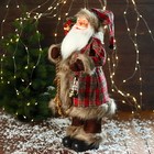 Дед Мороз под ёлку «Зимнее волшебство. Новогодняя игрушка в шубке с фонариком и веточками», 60 см - Фото 4