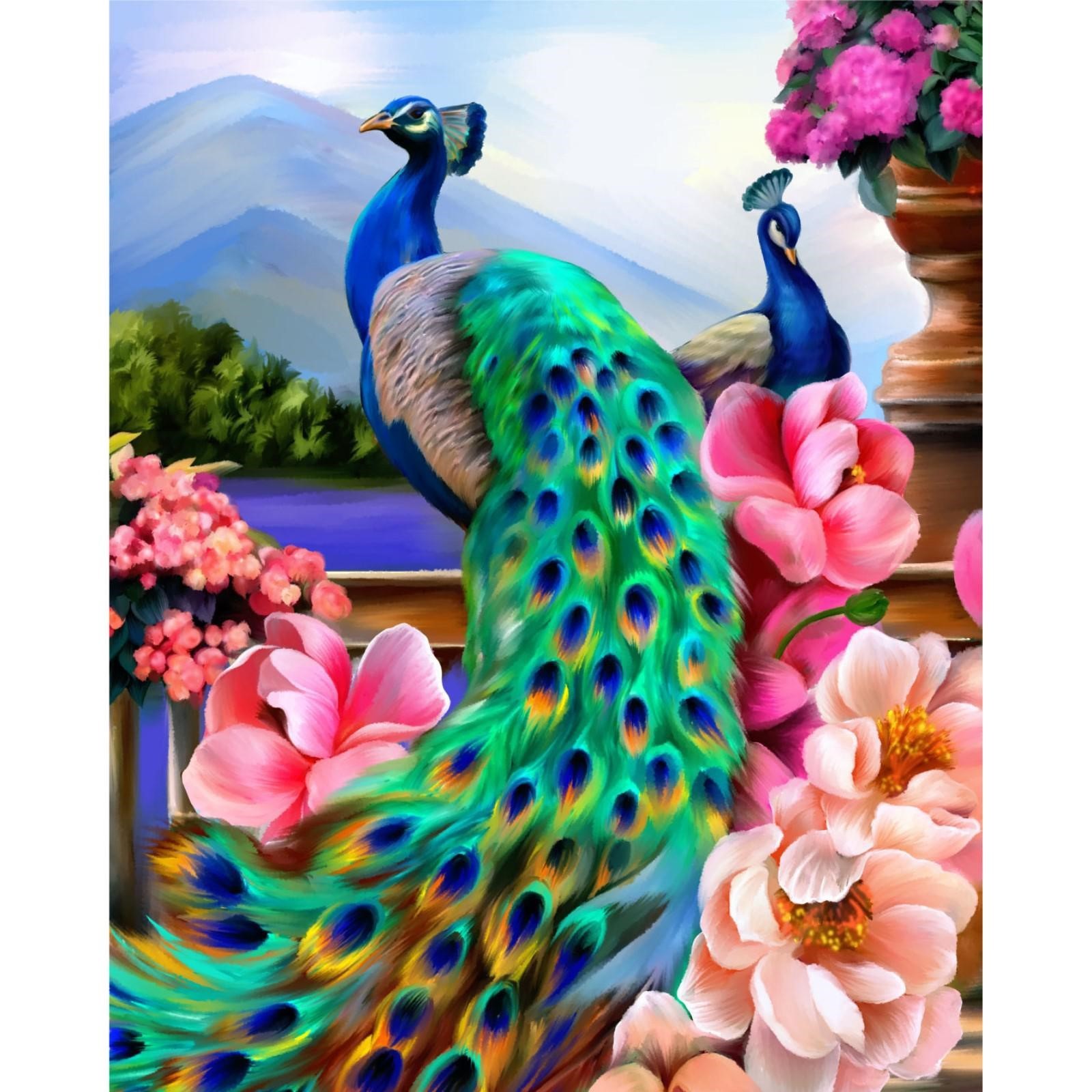 Павлины в цветах Алмазная вышивка (мозаика) Гранни Ag438
