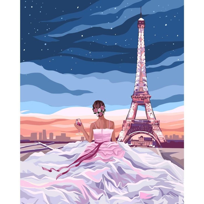 Алмазная мозаика с полным заполнением «Девушка в Париже» 50х60 см - фото 1907305113