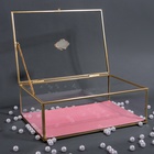 Органайзер для хранения «Кристалл», с крышкой, стеклянный, 1 секция, 25 × 18,3 × 11 см, цвет прозрачный/медный/розовый - Фото 6