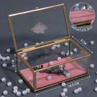 Органайзер для хранения «Кристалл», с крышкой, стеклянный, 1 секция, 14.5×9×8 см, цвет медный, розовый - Фото 2