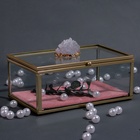 Органайзер для хранения «Кристалл», с крышкой, стеклянный, 1 секция, 14.5×9×8 см, цвет медный, розовый - Фото 3