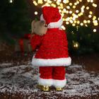 Дед Мороз "В свитере и блестящей шубке с белым мехом" двигается, лампа светится, 15х30 см - Фото 4