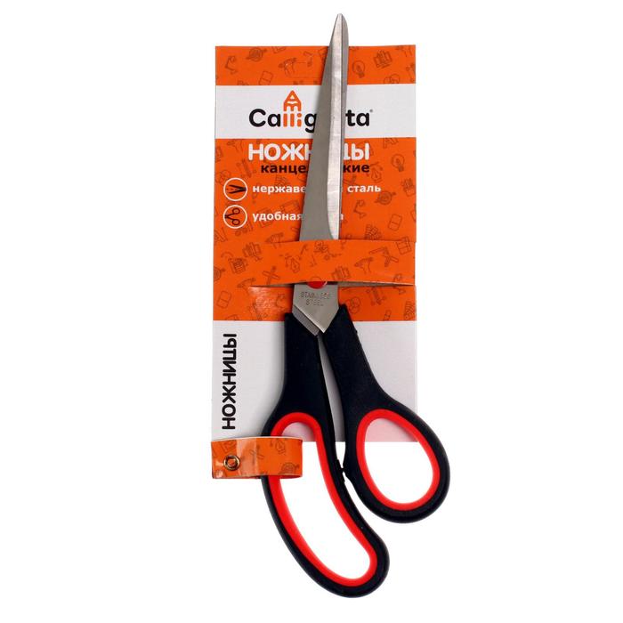 Ножницы канцелярские 25 см, ручки пластиковые с резиновыми вставками - Фото 1