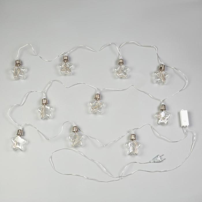 Гирлянда «Нить» 3 м с насадками «Лампочки звёздочки», IP20, прозрачная нить, 80 LED, свечение мульти, 8 режимов, 220 В - фото 1912518702