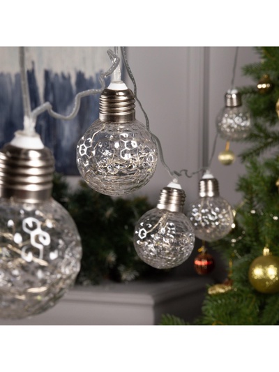 Гирлянда «Нить» 3 м с насадками «Лампочки шары», IP20, прозрачная нить, 80 LED, свечение белое, 8 режимов, 220 В