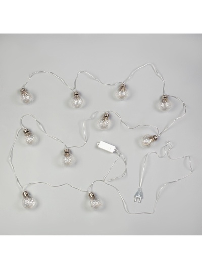 Гирлянда «Нить» 3 м с насадками «Лампочки шары», IP20, прозрачная нить, 80 LED, свечение белое, 8 режимов, 220 В