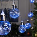 Гирлянда «Нить» 3 м с насадками «Лампочки шары», IP20, прозрачная нить, 80 LED, свечение синее, 8 режимов, 220 В - фото 1301365