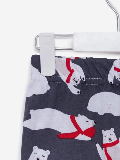 Пижама для девочки (лонгслив и брюки) KAFTAN: Polar Bear, сине-серая, размер 34 (122-128 см)