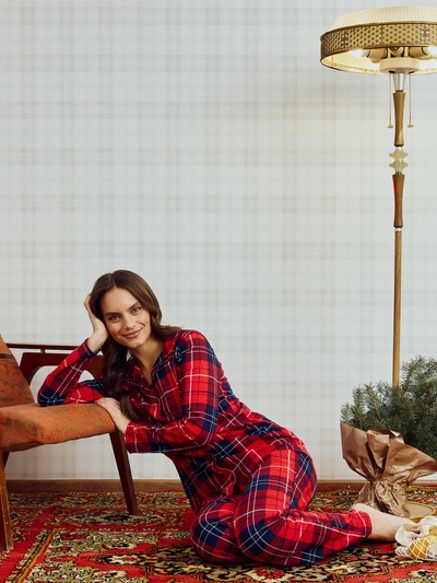 Пижама новогодняя женская (рубашка, брюки) KAFTAN Christmas, размер 44-46