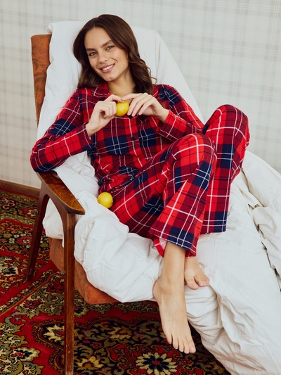 Пижама новогодняя женская (рубашка, брюки) KAFTAN Christmas, размер 44-46