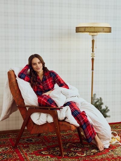 Пижама новогодняя женская (рубашка, брюки) KAFTAN Christmas, размер 44-46