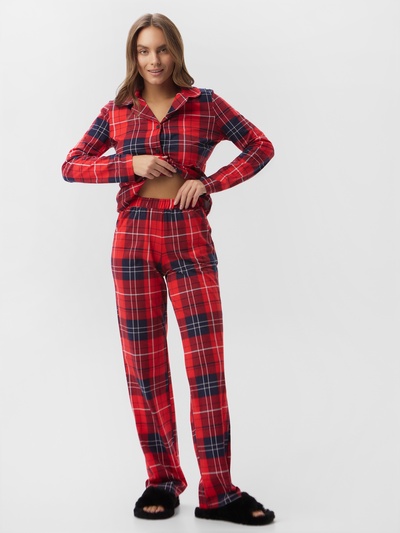 Пижама новогодняя женская (рубашка, брюки) KAFTAN Christmas, размер 44-46