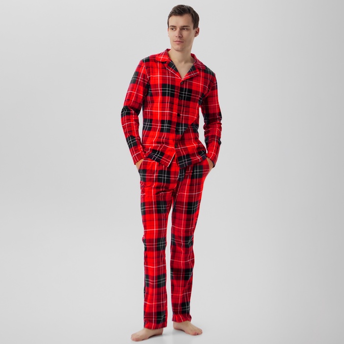 Пижама новогодняя мужская: рубашка, брюки KAFTAN Christmas, размер 50 - Фото 1