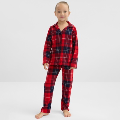 Пижама детская новогодняя (рубашка и брюки) KAFTAN: Christmas, красная, размер 36 (134-140 см)