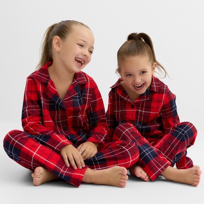 Пижама детская новогодняя (рубашка и брюки) KAFTAN: Christmas, красная, размер 36 (134-140 см)