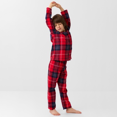 Пижама детская новогодняя (рубашка и брюки) KAFTAN: Christmas, красная, размер 36 (134-140 см)