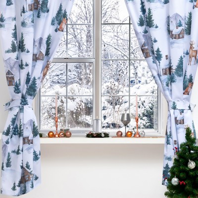 Комплект штор для кухни с подхватами Forest animals 145×180 см-2 шт., габардин