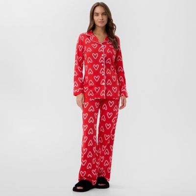 Пижама новогодняя женская (рубашка, брюки) KAFTAN Love, размер 48-50