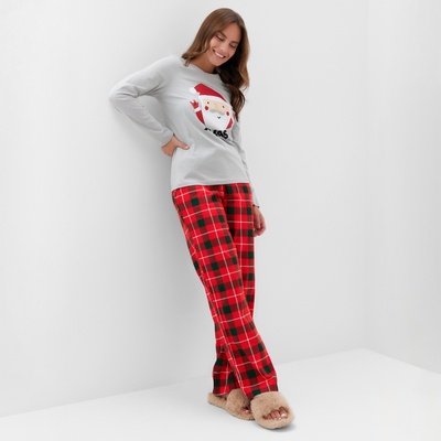 Пижама новогодняя женская (лонгслив, брюки) KAFTAN Santa, размер 40-42