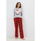 Пижама новогодняя женская KAFTAN "Santa", цвет красный/серый, размер 48-50 - фото 9412018