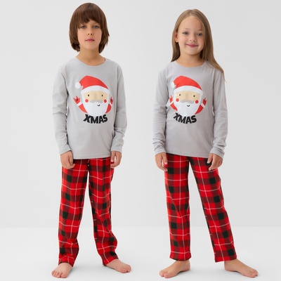 Пижама новогодняя детская: лонгслив, брюки, KAFTAN: Santa, рост 134-140 см