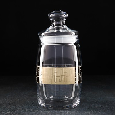 Банка для сыпучих продуктов «Геометрия», 1.1 л, с гравировкой и напылением, цвет напыления золотой