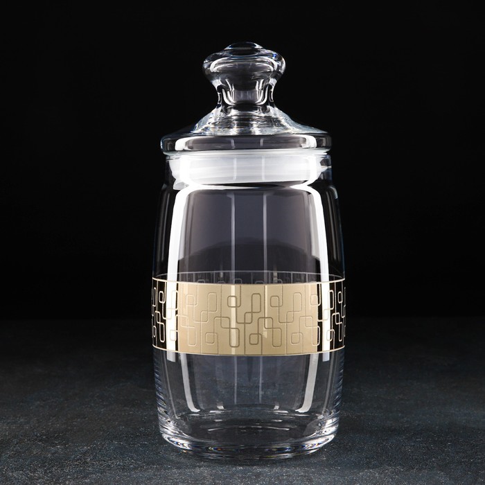 Банка для сыпучих продуктов «Геометрия», 1.1 л, с гравировкой и напылением, цвет напыления золотой - Фото 1