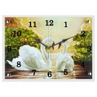 Часы-картина настенные, серия: Животный мир, "Лебеди", 25х35 см - фото 8386426