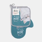 Набор кухонный «Кот» варежка-прихватка 20х28см, прихватка 17х17см, 35% х/л,65% п/э 6959806