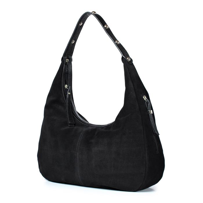 Сумка-хобо, отдел на молнии, цвет чёрный - Фото 1