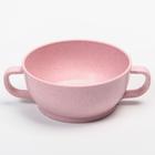 Набор детской ЭКО посуды: Миска с крышкой, ложка и вилка, цвет розовый - Фото 6