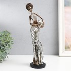 Сувенир полистоун "Африканка с кувшином, с пантерой" серебро 29,5х8х8,5 см - фото 319802366