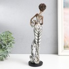 Сувенир полистоун "Африканка с кувшином, с пантерой" серебро 29,5х8х8,5 см - фото 24725237