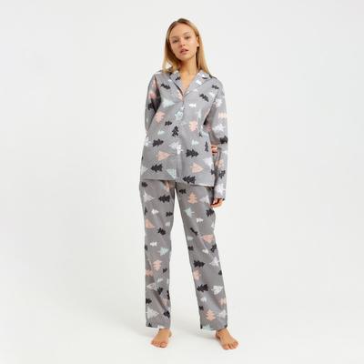 Пижама (рубашка, брюки) женская KAFTAN «Елки», размер 48-50