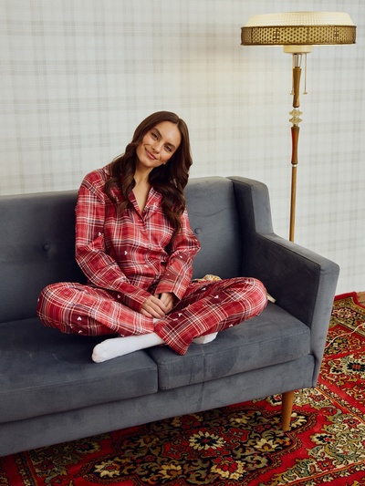 Пижама женская (рубашка, брюки) KAFTAN Red, размер 44-46