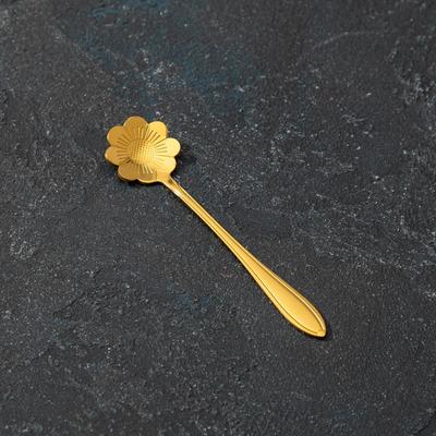 Ложка десертная из нержавеющей стали Magistro «Ромашка», длина 12,5 см, цвет золотой