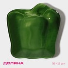 Блюдо стеклянное сервировочное Доляна «Перчик», 16×15 см, цвет зелёный - фото 3494959