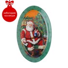 Блюдо стеклянное овальное Доляна «Счастливый Санта», 24,5×15 см - Фото 1