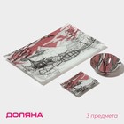 Набор для суши Доляна «Закат», 3 предмета: соусники 8×2 см, 8×6 см, подставка 25×15×2 см, стекло - Фото 1