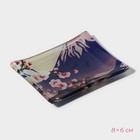 Набор для суши из стекла Доляна «Фудзияма», 3 предмета: соусники 8×2 см, 8×6 см, подставка 25×15×2 см - фото 4335123