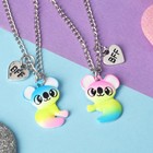 Кулоны парные "Выбражулька" неразлучники, коалы, 40 см, цветные в серебре - Фото 3