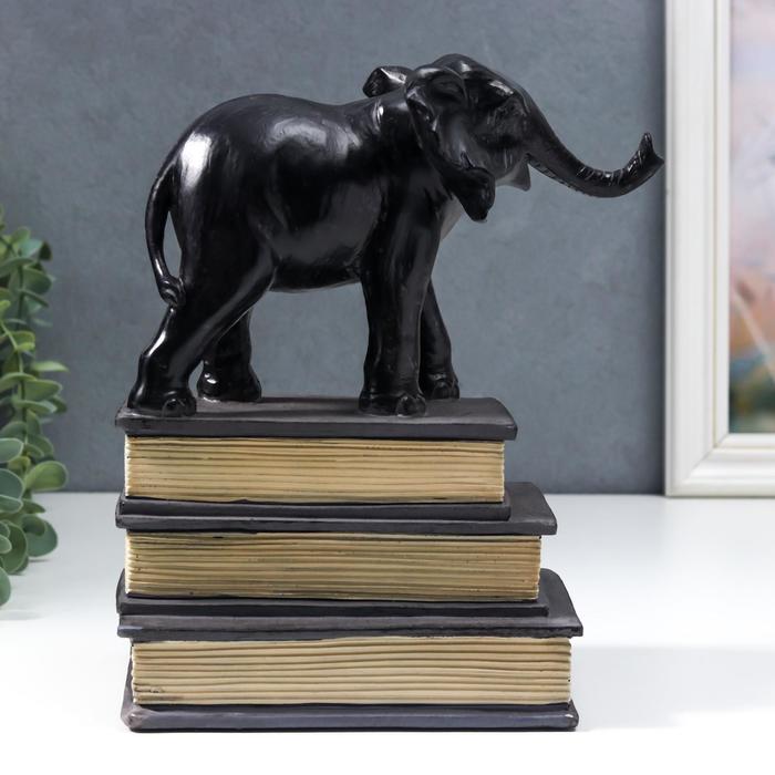 Держатель для книг интерьерный "Чёрный слон на книгах" 25х13х21 см - фото 1908767023